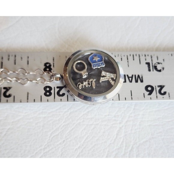 Origami Owl Love Police Floating Charm Locket Pendant Heart Chain Links Necklace - Picture 6 of 8